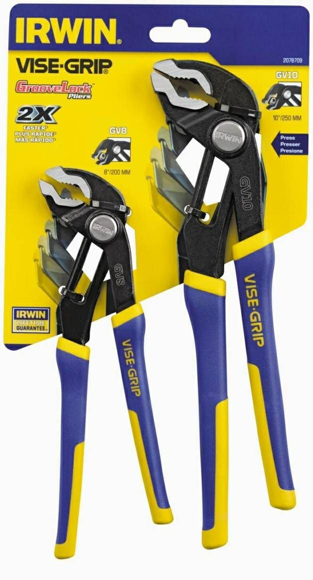 2078709 Vise-Grip Groovelock Pliers Set V-Jaw 2-Piece Hand Tools