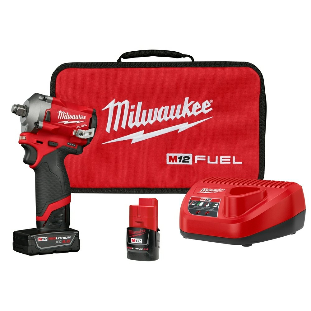 2555-22 M12 Fuel Stubby 1/2-Inch Ring Impact Wrench 4.0Ah/2Ah Kit Drills & Drivers