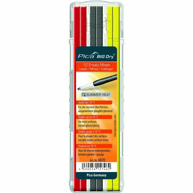 6070 Big Dry Summerheat Lead Refill, Red/Graphite/Yellow (12-Pack) Hand Tools