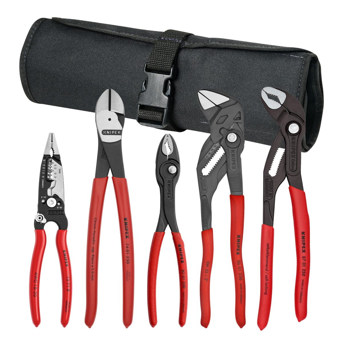 9K 00 80 150 Us 5-Piece Core Pliers Set In Tool Roll Hand Tools