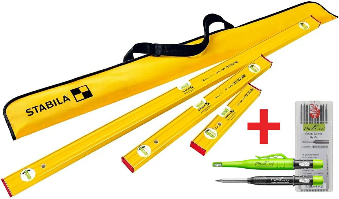 Pro Set 80 As 3-Piece Spirit Level Set With Pencil And Black Lead Refill Hand Tools