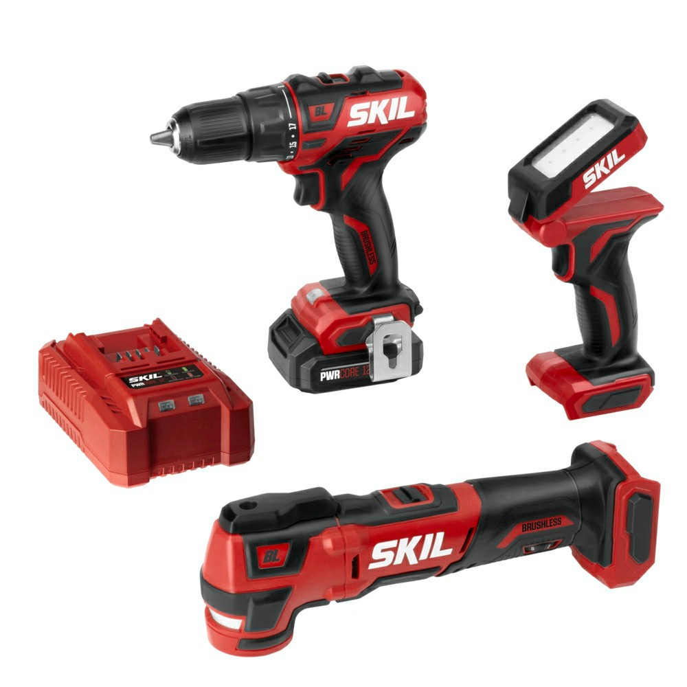 Pwr Core 12™ Brushless 12V 3-Tool Combo Kit: Drill Driver, Multi-Tool & Area Light Combo Kits